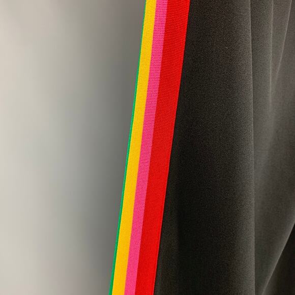 PALM ANGELS Size M Black Multi-Color Stripe Polyester Flared Casual Pants - Picture 2 of 5